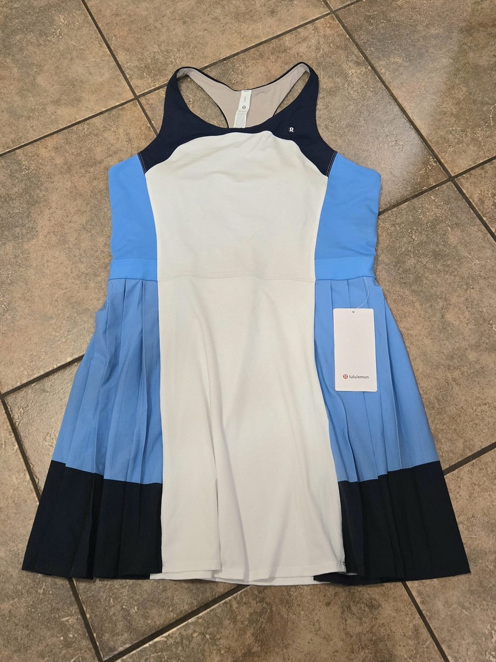 Lululemon Court Champ Racerback Tennis Dress XL Blue White NWT $148